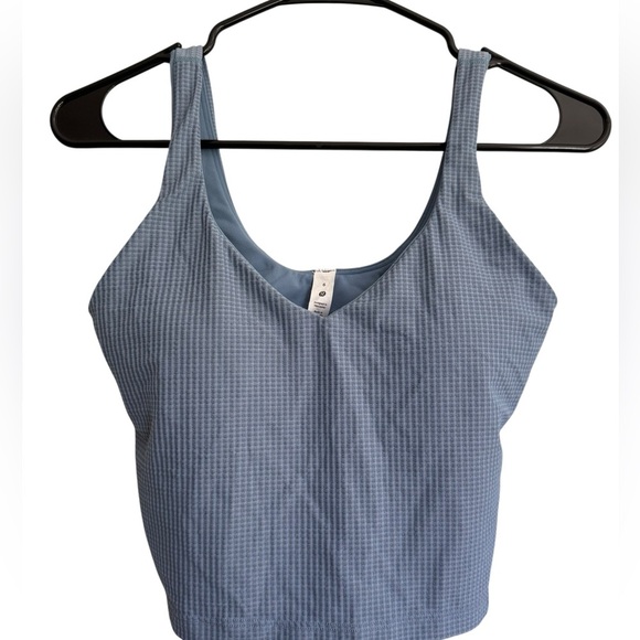 Lululemon Scoop Neck Yoga Tank Top – Grid Texture | Size 6 |Blue - Picture 7 of 7